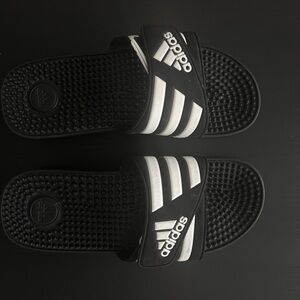 Adidas Black and White Slide Sandals